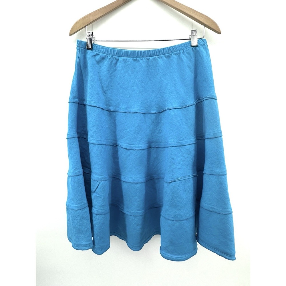 Soft Surroundings Skirt Teal Blue Linen Beachy Tiered Fairy Boho Whimsical KK15